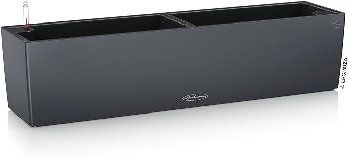 Lechuza 15683 Balconera Color 80 Self-Watering Planter for Indoor and Outdoor Use, 31" x 7" x7", Slate Matte