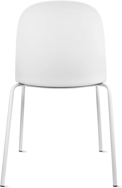 2xhome Modern Stackable Armless Dining Chair | Plastic Shell Seat with Metal Legs | Indoor or Outdoor Use | Home Kitchen Patio (1, White, No Padding)