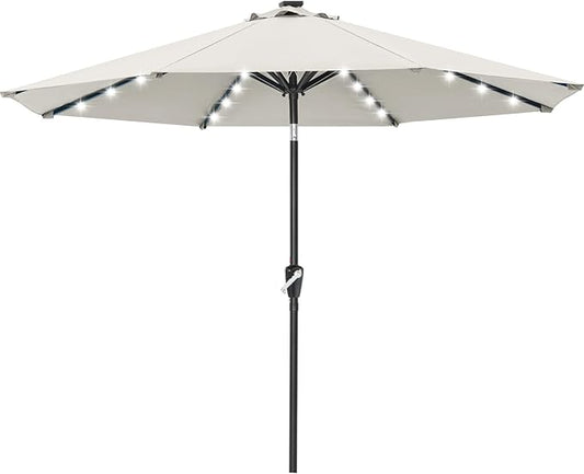 ABCCANOPY Durable Solar Led Patio Umbrellas with 32LED Lights 11FT (Light Beige)