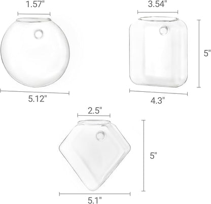 Mkono Wall Planter Propagation Stations Hanging Glass Terrariums Vase Container for Propagating Hydroponic Plants Flowers Home Office Living Room Bathroom Garden Decor, 3 Pack