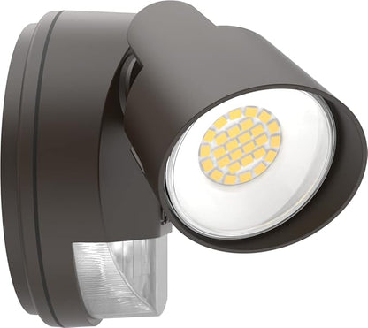Lithonia Lighting HomeGuard 2-Light LED Outdoor Flood Lights, Motion Sensor Outdoor Lights with Dusk to Dawn, Adjustable Lumens and Color, Round Heads, Dark Bronze (HGX LED 2RH ALO SWW2 120 PIR DDB)