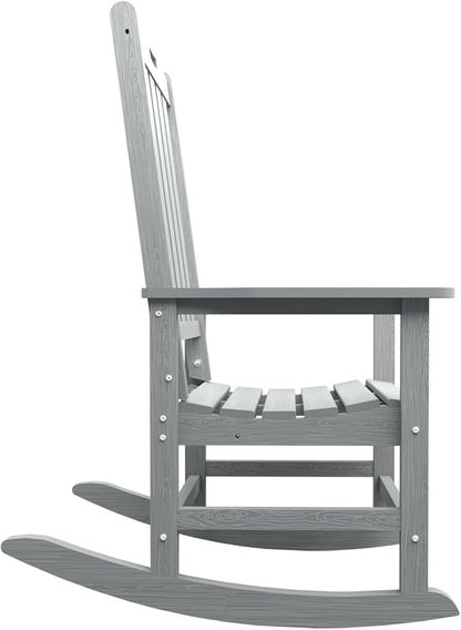 Oversized Rocking Chair Set of 8, Outdoor Rocking Chair for Adults, All Weather Resistant Porch Rocker for Lawn Garden, Grey
