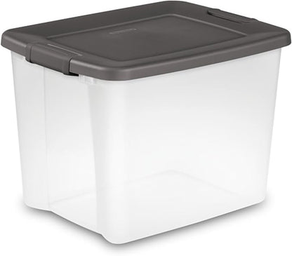 Sterilite 18-Pack Plastic Storage Bins w/ Lids, Shelf Totes Clear Containers, 50 Qt, Gray