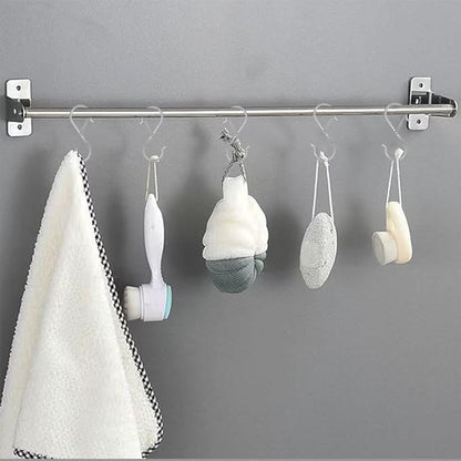 8 Pack S Hooks for Hanging, 3.5 inch Heavy Duty S Hooks with Safety Buckle S Shaped Hooks Kitchen Pot Rack Hooks Closet Hooks for Hanging Plants, Clothes, Kitchen Utensil, Bags (Silver)