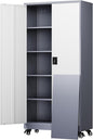 Yizosh Metal Garage Storage Cabinet with Locking Doors and Adjustable Shelves,- 75" Rolling Steel Tool Cabinet for Home Office,Garage,Warehouse