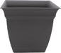 The HC Companies Eclipse Square Plastic Planter w/ Attached Saucer - Outdoor & Indoor Plant Pot with Drainage Holes - Lightweight, UV-Resistant Plastic Pots For Plants (10" Warm Gray, Pack of 1)