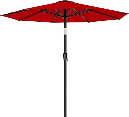 AreShark 9 FT Patio Umbrella for Outdoor, Outdoor Table Umbrella with Push Button Tilt and Crank, Outdoor Patio Umbrellas with 8 Sturdy Ribs for Market, Garden, Pool (Red)