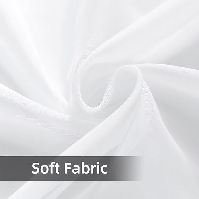 SpaceDresser Waterproof Outdoor Sheer Curtains for Patio - 4 Panels Rod Pocket Indoor Voile Sheer Curtain for Living Room,52W x 84L inch, White