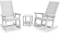 GREENVINES Outdoor Rocking Chair Set | 3-Piece | 2 Rocking Chairs with 1 Side Table | Porch Rocker | HDPE Plastic | White | Patio Furniture Sets | High Back | Big & Tall | Ladder Back