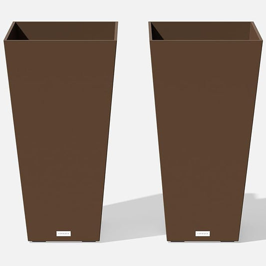 Veradek V-Resin Indoor/Outdoor Taper Planter, Set of 2 (30 inch, Espresso)
