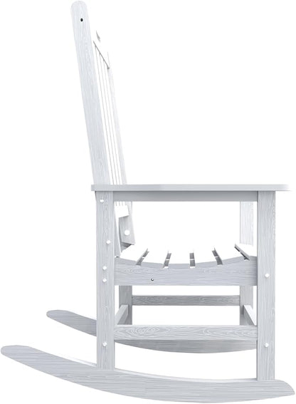 Oversized Rocking Chair Set of 2, Outdoor Rocking Chair for Adults, All Weather Resistant Porch Rocker for Lawn Garden, White