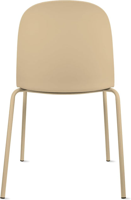 2xhome Modern Stackable Armless Dining Chair | Plastic Shell Seat with Metal Legs | Indoor or Outdoor Use | Home Kitchen Patio, Beige