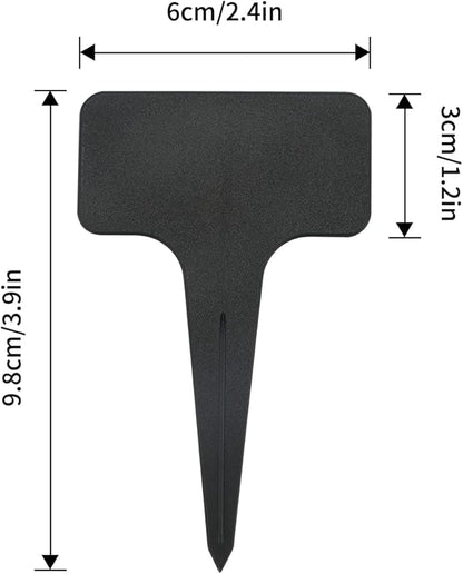 KINGLAKE 100 Pcs Waterproof Thick Plastic Black Plant Tags T Type Nursery Garden Labels