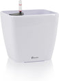 Dexceder 9x8 Self Watering Planter Indoor Outdoor, Inner Mat Design, Thickened Table Flower Plant Pot with Water Level Indicator (White High Gloss)
