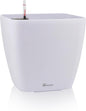Dexceder 13x12 Self Watering Planter with Wheels Indoor Outdoor, Inner Mat Design, Thickened Large Floor Standing Flower Plant Pot with Water Level Indicator (White Matte)