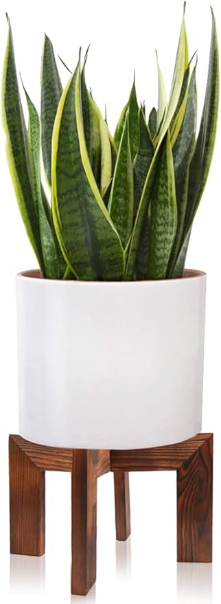 Gendral Forwepup Wood Plant Stand, Mid Century Modern Planter, Rattan Flower Pot Stand, Low Short Plant Stands for Indoor - Boho Rustic Wooden Stool for Plant Pot Holder, Fit 5-15 Inch Pot