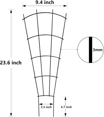 4 Pack 23'' Indoor Plant Trellis for Potted Plants Climbing, Outdoor Metal Garden Trellis Houseplants Flowers Vine Ivy,Fan Shape, Black