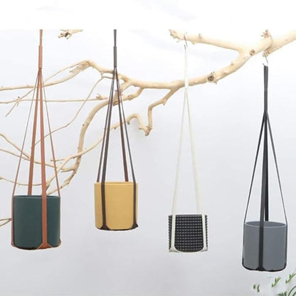 Plant Hangers PU Leather 2Pcs, Hanging Planters for Indoor and Outdoor for Wall Decor, Modern Minimalist Home Decoration for Plants Lovers Leather Rope (Plant and Pot Not Included) (Brown)