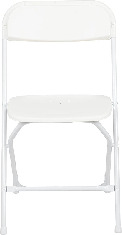 Flash Furniture Hercules Set of 10 Indoor/Outdoor Heavy-Duty Plastic Folding Chairs, Foldable Commercial Stacking Chairs with 650-lb. Static Weight Capacity, White