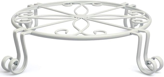 White Plant Stand for Flower Pot Heavy Duty Potted Holder Indoor Outdoor Metal Rustproof Iron Garden Container Round Supports Rack for Planter Bronze, Pumpkin Stand Outdoor
