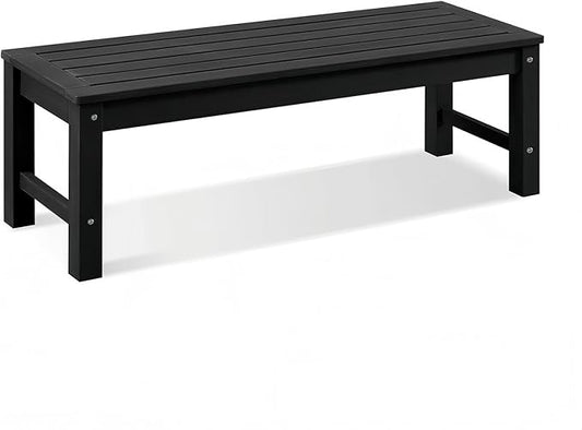 Psilvam Knight Bench, Two Person Outdoor Poly Lumber Patio Backless Bench, Weatherproof Garden Bench That Never Rot and Fade, Suit for Garden, Porch and Park (Black)