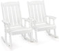 VINGLI Outdoor Rocking Chair Set of 2, Heavy Duty 600 LBS Wooden Rocking Chair with Comfortable Backrest, Weatherproof Rocker with Ergonomic Design, Suit for Patio, Garden, Yard, White