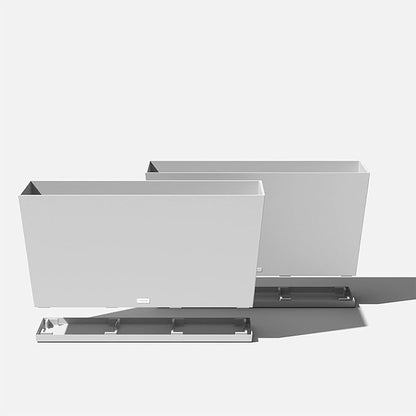 Veradek Midori Long Trough Planter (White, 39 inch - 2 Pack with 2 Saucer Trays)