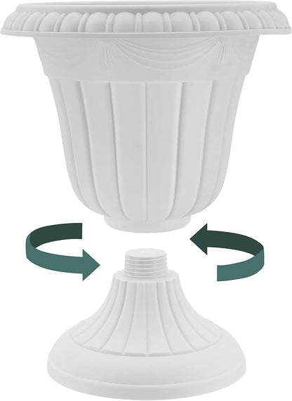 Arcadia Garden Products PL10BK Classic Traditional Plastic Urn Planter Indoor/Outdoor, 15" x 13", Black