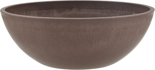 PSW Pot Collection M30C 12-inch Plastic/Stone/Wood Composite Low Bowl Planter – No Drainage Hole (Drillable), Shallow Indoor/Outer Pot for Succulents, Bonsai, Fairy Gardens, Herbs, Chocolate