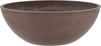 PSW Pot Collection M20C 8-inch Plastic/Stone/Wood Composite Low Bowl Planter – No Drainage Hole (Drillable), Shallow Indoor/Outer Pot for Succulents, Bonsai, Fairy Gardens, Herbs, Chocolate