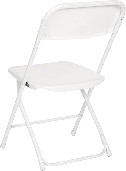 Flash Furniture Hercules Series Big & Tall Stackable Plastic Folding Chairs, Extra Wide Commercial Event Seats, Set of 4, White