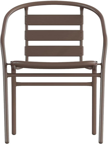 Flash Furniture Lila Metal Restaurant Stack Chairs with Metal Slats, Set of 4, Bronze