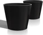 Wide Planters for Outdoor Plants, Extra Large Indoor Flower Pots for Garden, Front Porch, Patio - Round Resin Planter Set of 2 (Black, 20 inch - 2 Pack)