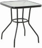 Four Seasons Courtyard Sunny Isles 24 Inch Outdoor Patio Bistro Dining Table Backyard Squared Furniture with Tempered Glass Tabletop, Black