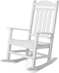 Devoko HDPE Rocking Chair Plastic Outdoor Indoor Patio Rocker Chair High Back All Weather Rocker for Patio Backyard Porch Garden (White)
