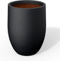 Kante 11.8 Inch Tall Concrete Planter, Large Indoor Outdoor Plant Pot with Drainage, Smooth Black Finish with Painted Interior, Ideal for Porch, Home, Garden, Patio