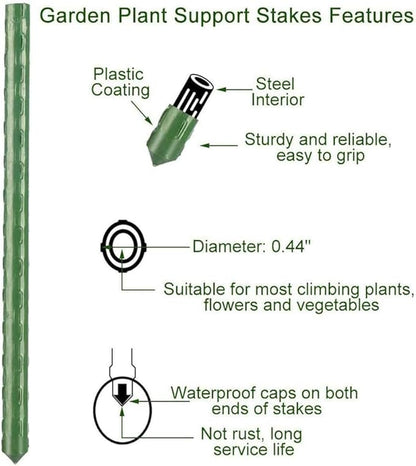 6Ft 72inch Garden Stakes Sturdy Plant Sticks Support Tomato Stakes for Vegetable,Pack of 20