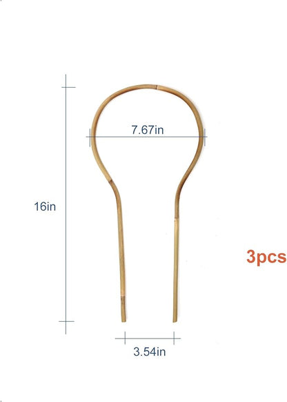3Pack Bamboo Trellis 16 Inch Round Shaped Small Plant Trellis for Indoor Potted Plants Climbing Monstera Orchid Vine Hoya Houseplant