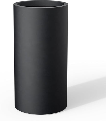 Kante 27.8 Inch Tall Cylindrical Planter, Large Round Plant Pots with Drainage Hole, Made with Concrete, Suitable for Indoor Outdoor Plants, Home Decor, Black