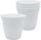 The HC Companies 8 Inch Eclipse Round Planter Pots with Drainage Holes & Attached Saucer, Lightweight UV-Resistant Plastic Indoor & Outdoor Planters, 4-Pack Flower Pots for Garden & Home Decor, White