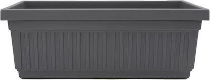 The HC Companies Venetian Window Planter Box w/Drain Plug - Long Planter Box for Windowsills, Balconies & More - Plastic Large Rectangular Planters for Herbs & Flowers (30" Warm Gray, Pack of 1)