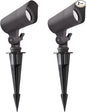 E ENERGETIC LIGHTING LED Landscape Lights with Connectors, 12V Low Voltage, Warm White 3000k, 4W, 175LM, Outdoor Waterproof Garden Pathway Lights Wall Tree Flag Spotlights with Spike Stand, 2 Pack