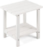 Adirondack Outdoor Side Table, 2-Tier Sturdy Patio End Table Weather Resistant, 16.5" Solid Side Table for Patio, Pool, Porch
