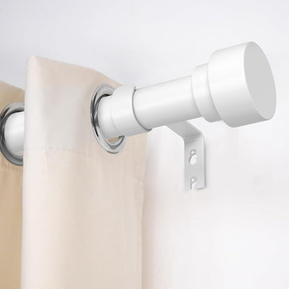 Curtain Rods for Windows 66 to 120, 1 Inch Adjustable White Extra Long Heavy Duty Curtain Rod, Modern Style Indoor Outdoor Window Drapery Rods with End Caps, Size 32" - 120"