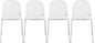 2xhome Modern Stackable Armless Dining Chair | Plastic Shell Seat with Metal Legs | Indoor or Outdoor Use | Home Kitchen Patio (4, White, Padded Seat)