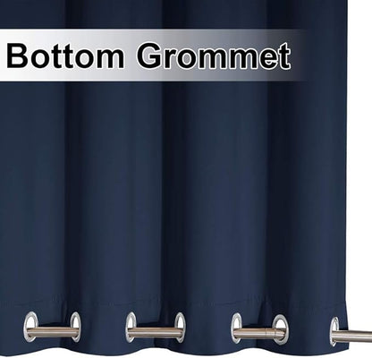 NICETOWN Weighted Blackout Outdoor Curtain for Patio Waterproof, Rustproof Grommet Top and Bottom Public Divider Windproof Thermal Insulated Drape for Porch, Navy Blue, 1 Panel, W100 x L108