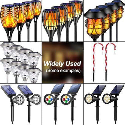 Metal Stakes Solar Lights Replacement Spike - Outdoor Ground Stake for Garden Lights Landscape Yard Pathway Patio Christmas Lamps Pole (Metal-6 Pack) - 0.78x5.36 inches