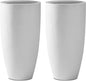 Kante 23.6" H Pure White Concrete Tall Planters (Set of 2), Large Outdoor Indoor Decorative Plant Pots with Drainage Hole and Rubber Plug, Modern Style for Home and Garden