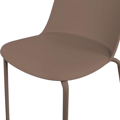 2xhome Modern Stackable Armless Dining Chair | Plastic Shell Seat with Metal Legs | Indoor or Outdoor Use | Home Kitchen Patio, Brown