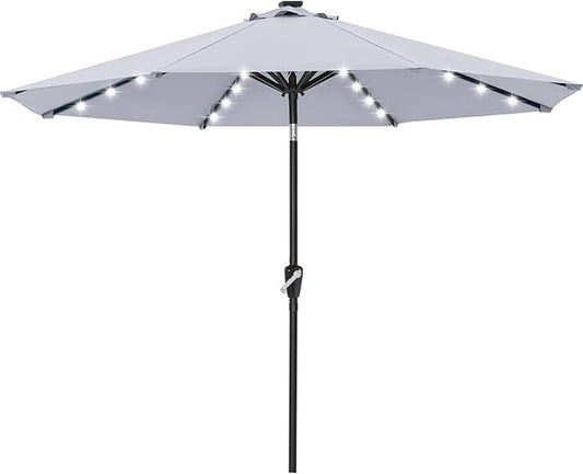 ABCCANOPY Durable Solar Led Patio Umbrellas with 32LED Lights 11FT (Grey)
